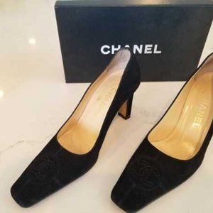 Chanel Suede Pumps with logo...
